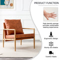 Pu Leather Accent Arm Chair Mid Century Modern Upholstered Armchair With Imitation Solid Wood Color Metal Frame Extra Thick Padded Backrest And Seat Cushion Sofa Chairs For Living Room Sf 010 Brown Foam Pu