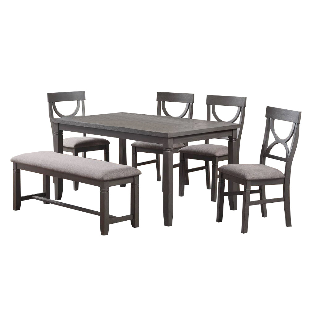 Dasher 6 Piece Wood Dining Set, Grey Gray Seats 6 Transitional 4 Leg Rectangular Mdf