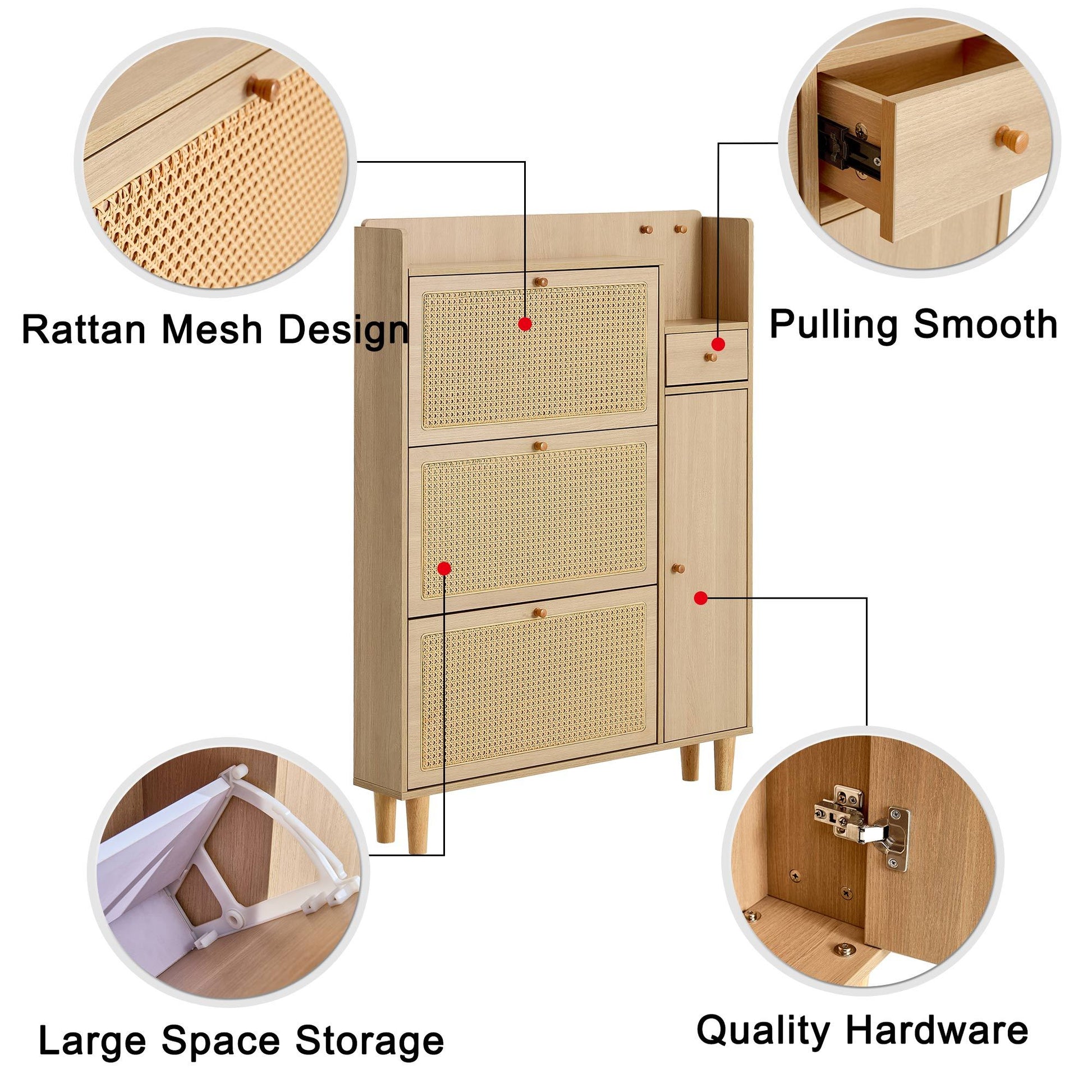 Modern Minimalist Storage Cabinet Mdf Bed Top Cabinet Japanese Rattan Shoe Cabinet, Small Home Furniture. Suitable For Hallways And Living Rooms Natural Mdf