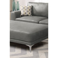 Faux Leather Upholstered Cocktail Ottoman In Antique Grey Finish Gray Solid Contemporary Rectangle Pu Leather