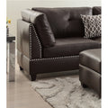 Faux Leather Reversible Sectional Sofa With Ottoman In Espresso Espresso Cushion Back L Shaped Pillow Top Arms Pu Leather