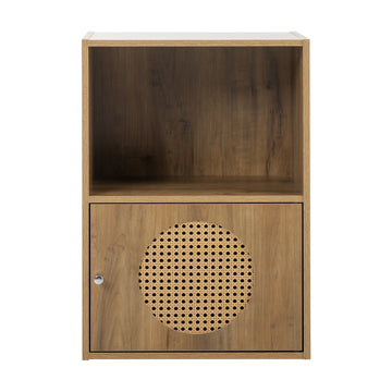 Bathroom Storage Cabinet,Small Storage Cabinet,Ratten Locker, 1 Door Cabinet,Living Room, Bedroom, Home Office Floor Cabinet, Rustic Brown Khaki Yellow Particle Board Melamine