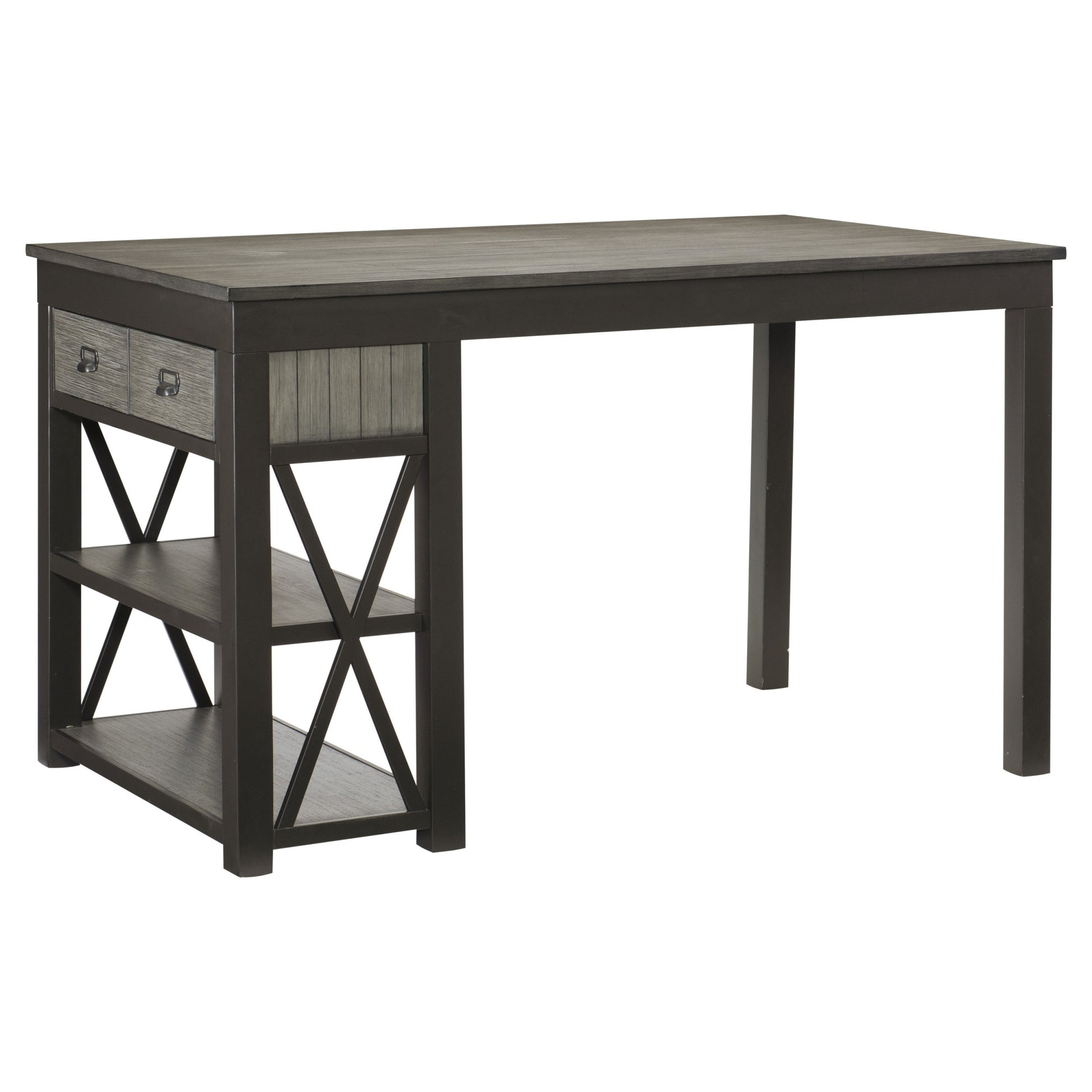Casual Style Counter Height Dining 5Pc Set Gray Finish Multifunctional Table With 4X Stools Upholstered Cushion Seat Drawers Shelves Table Dining Kitchen Set Gray Seats 4 Dining Room Casual,Industrial Rectangular Dining Table With Chair Wood