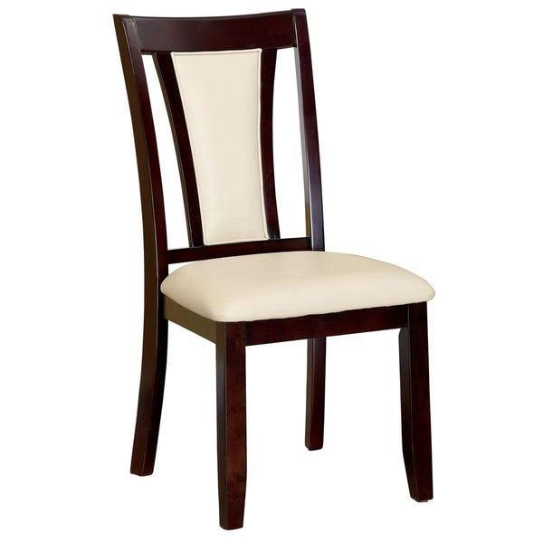 Contemporary Set Of 2 Side Chairs Dark Cherry And Ivory Solid Wood Chair Paddedupholstered Seat Kitchen Dining Room Furniture Ivory Brown Dining Room Contemporary,Modern,Transitional Dining Chairs Solid Wood