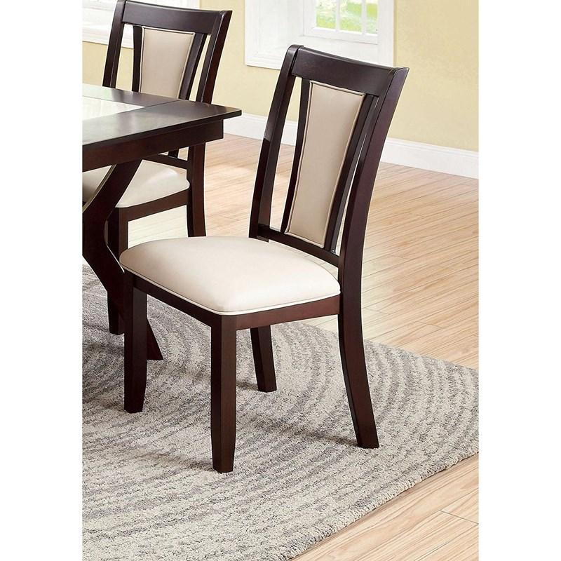 Contemporary Set Of 2 Side Chairs Dark Cherry And Ivory Solid Wood Chair Paddedupholstered Seat Kitchen Dining Room Furniture Ivory Brown Dining Room Contemporary,Modern,Transitional Dining Chairs Solid Wood