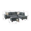 Fabric Reversible Sectional Sofa With Ottoamn In Steel Gray Gray Cushion Back L Shaped Fabric