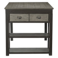 1Pc Counter Height Table With Storage Drawers Display Shelf'S Gray Gunmetal Finish Casual Style Dining Furniture Multicolor Dining Room Metal & Wood