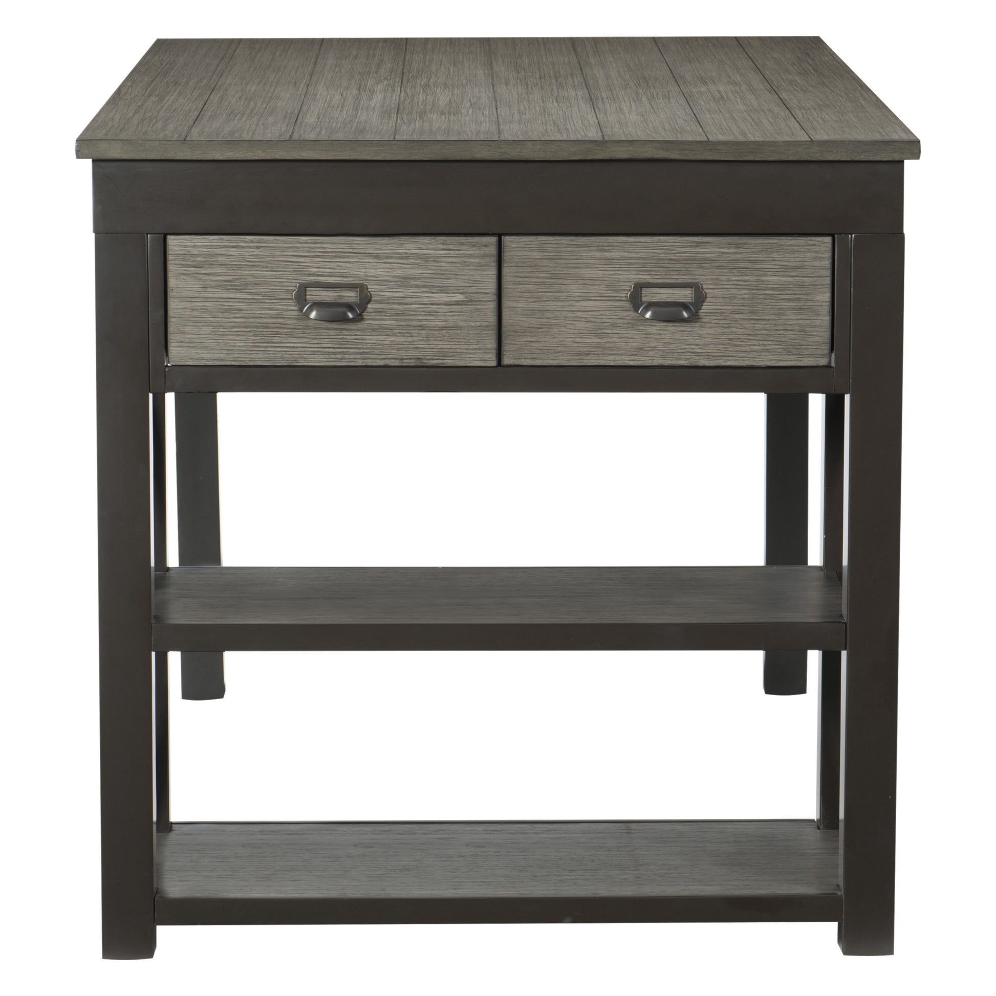 1Pc Counter Height Table With Storage Drawers Display Shelf'S Gray Gunmetal Finish Casual Style Dining Furniture Multicolor Dining Room Metal & Wood