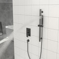 Shower System With Adjustable Slide Bar,12 Inch Wall Mounted Square Shower System With Rough In Valve,Matte Black Matte Black Stainless Steel