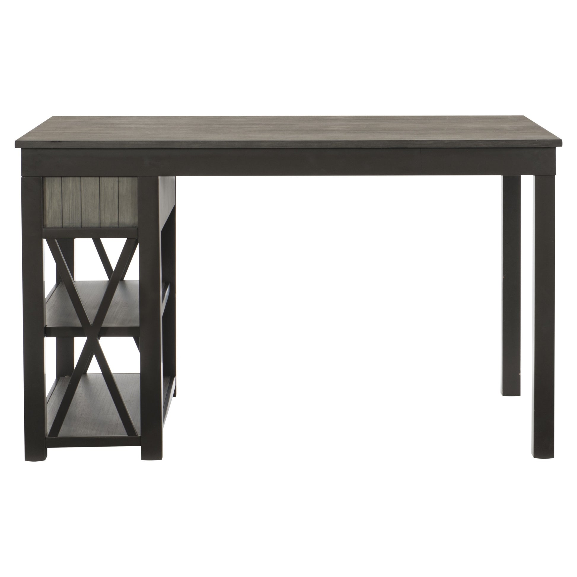 1Pc Counter Height Table With Storage Drawers Display Shelf'S Gray Gunmetal Finish Casual Style Dining Furniture Multicolor Dining Room Metal & Wood