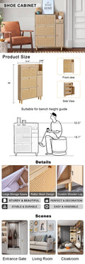 Modern Minimalist Storage Cabinet Mdf Bed Top Cabinet Japanese Rattan Shoe Cabinet, Small Home Furniture. Suitable For Hallways And Living Rooms Natural Mdf