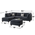 Polyfiber Reversible Sectional Sofa With Ottoamn In Black Black L Shaped Pillow Top Arms Polyester