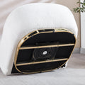 Modern Velvet Swivel Accent Chair, Swivel Barrel Chair With Gold Finish Stainless Steel Base White Polyester