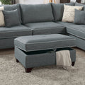 Fabric Reversible Sectional Sofa With Ottoamn In Steel Gray Gray Cushion Back L Shaped Fabric