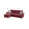 Velvet Reversible Sectional Sofa In Paprika Red Red L Shaped Rolled Arms Velvet