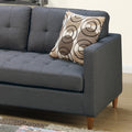 Linen Like Fabric Reversible Sectional Sofa In Blue Grey Grey L Shaped Square Arms Fabric