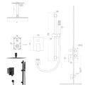 Shower System With Adjustable Slide Bar,16 Inch Ceiling Mounted Square Shower System With Rough In Valve, Oil Rubber Bronze Oil Rubbed Bronze Stainless Steel