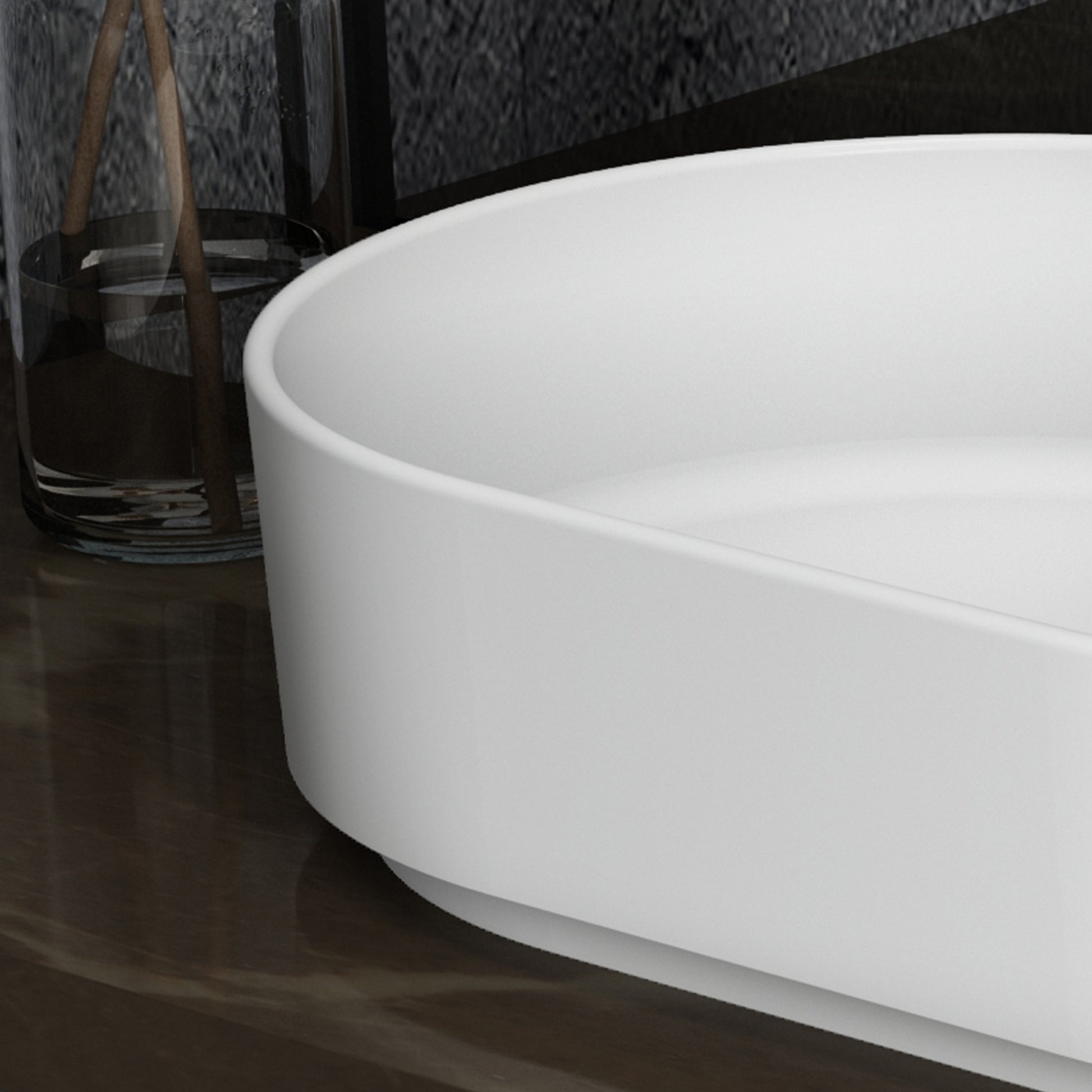 Fs141 580 Solid Surface Basin White Stainless Steel