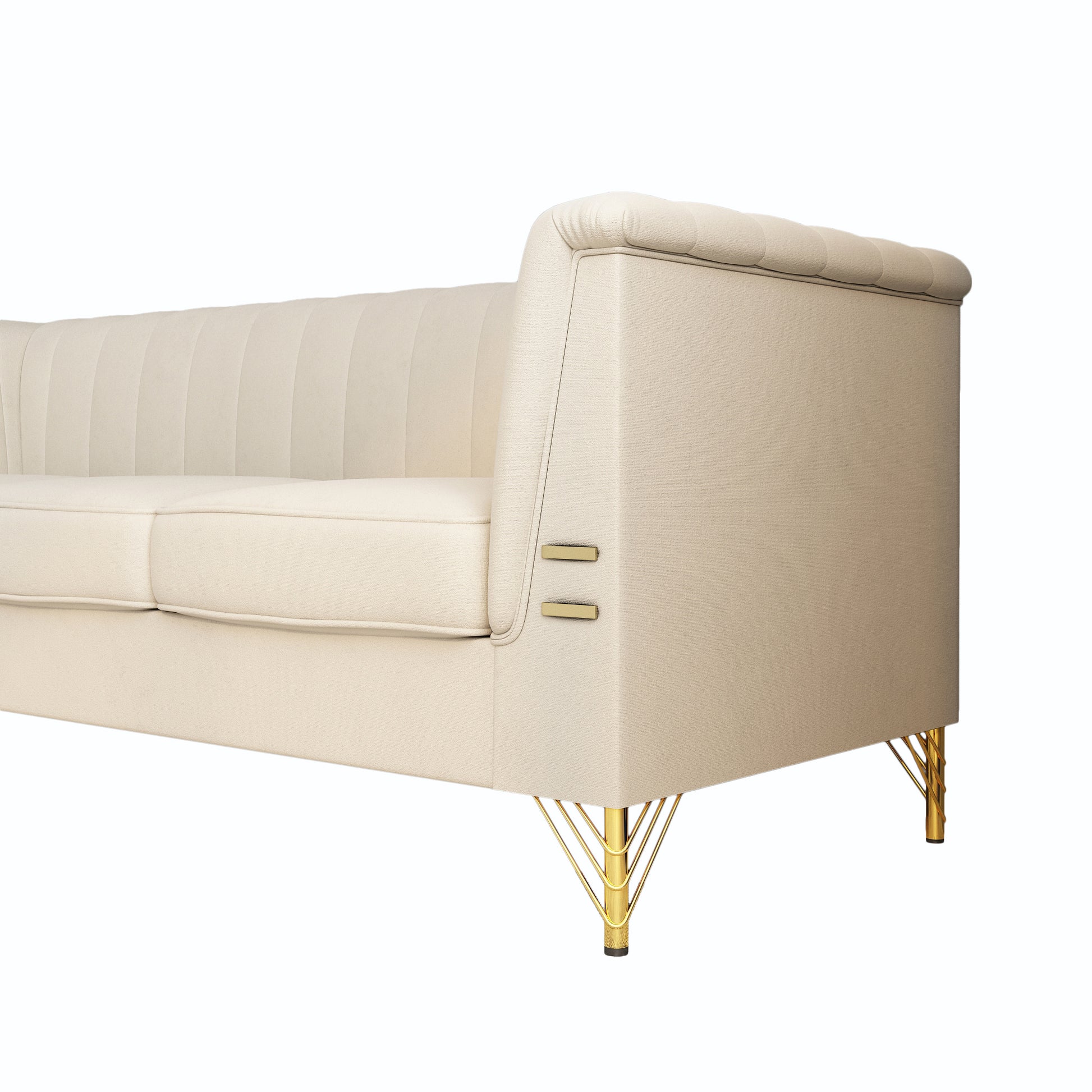 Fx P82 Be Sofa Modern Chenille Sofa, 82.67" Upholstered Couch With Bolster Armrest, 3 Seat Sofa For Living Room, Bedroom, Office, Apartment, Dorm, Beige Beige Velvet 3 Seat