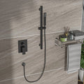 Shower System With Adjustable Slide Bar,12 Inch Wall Mounted Square Shower System With Rough In Valve, Oil Rubber Bronze Oil Rubbed Bronze Stainless Steel