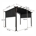 12 X 9 Ft Outdoor Pergola Patio Gazebo,Retractable Shade Canopy,Steel Frame Grape Gazebo,Sun Shelter Pergola For Gardens,Terraces,Backyard Same As W419S00033 Gray Steel