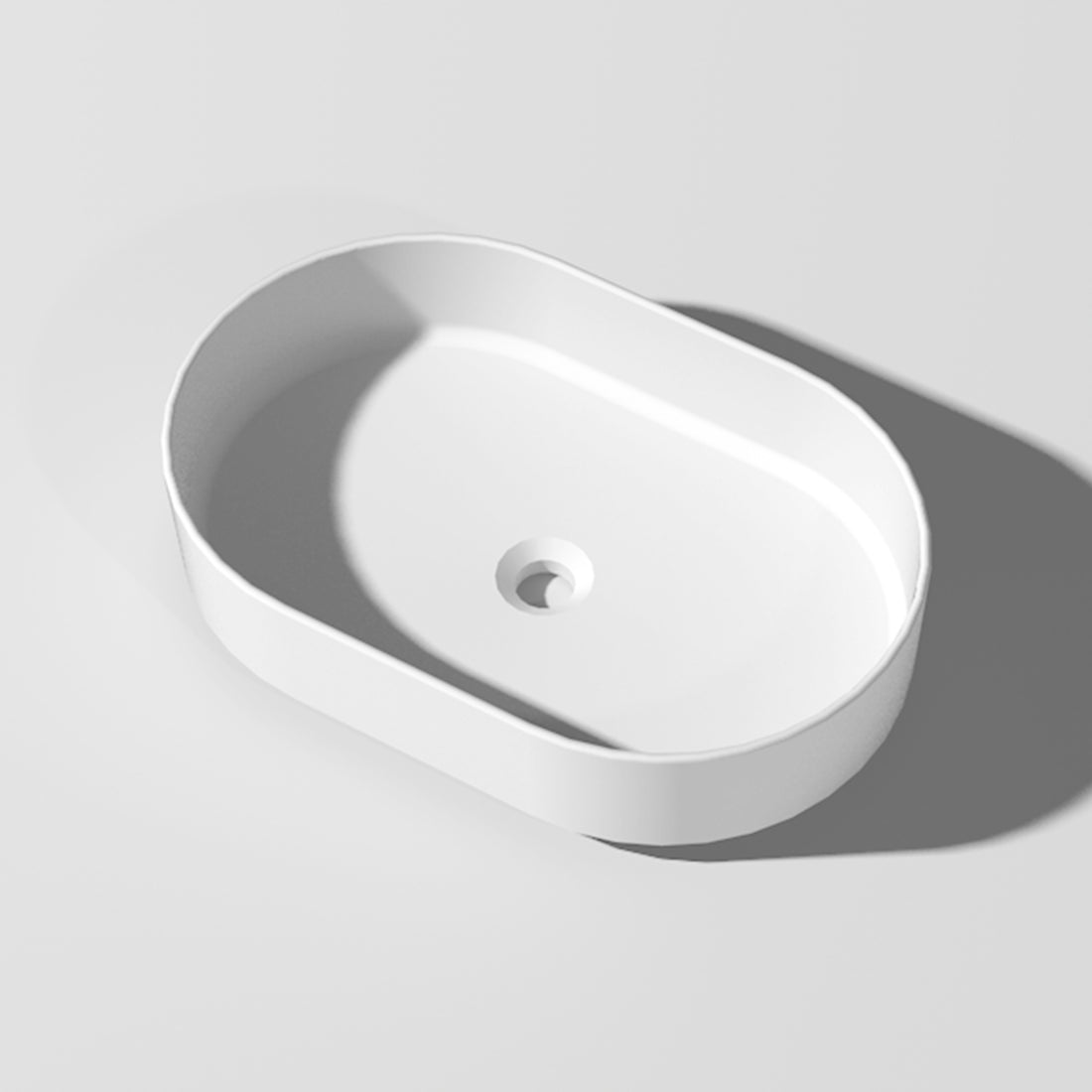 Fs141 580 Solid Surface Basin White Stainless Steel