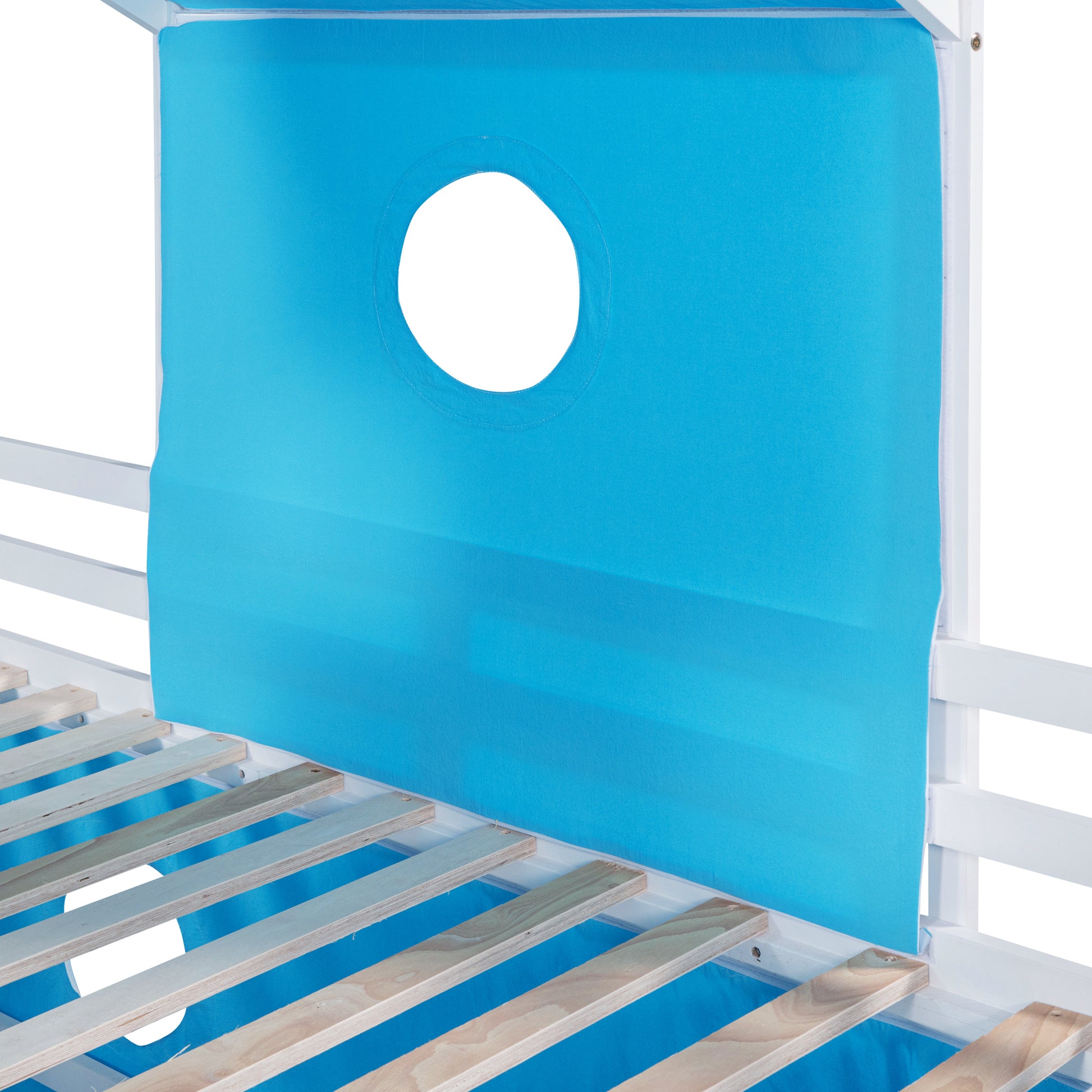 Twin Size Loft Bed With Slide Blue Tent And Tower Blue Twin Blue Solid Wood