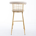 Bar Stool Set Of 2, Luxury Velvet High Bar Stool With Metal Legs And Soft Back, Pub Stool Chairs Armless Modern Kitchen High Dining Chairs With Metal Legs, Beige Beige Velvet
