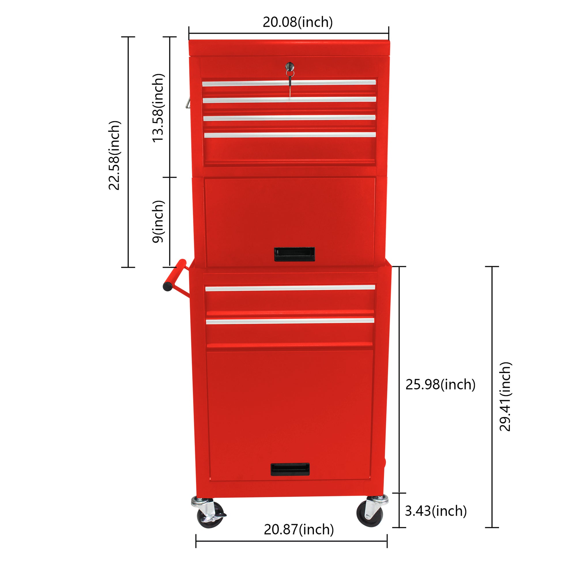 High Capacity Rolling Tool Chest With Wheels And Drawers, 6 Drawer Tool Storage Cabinet Red Red Steel