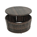 Kd Rattan Round Lounge With Canopy Bali Canopy Bed Outdoor, Wicker Outdoor Sofa Bed With Lift Coffee Table Navy Blue Cotton Steel