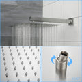 Shower System With Adjustable Slide Bar,10 Inch Wall Mounted Square Shower System With Rough In Valve, Brushed Nickel Brushed Nickel Stainless Steel