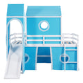 Twin Size Loft Bed With Slide Blue Tent And Tower Blue Twin Blue Solid Wood