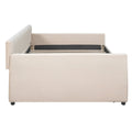 Full Size Upholstered Daybed With Trundle And Wood Slat Support, Beige Beige Velvet