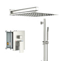 Shower System With Adjustable Slide Bar,12 Inch Wall Mounted Square Shower System With Rough In Valve, Brushed Nickel Brushed Nickel Stainless Steel