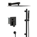 Shower System With Adjustable Slide Bar,10 Inch Wall Mounted Square Shower System With Rough In Valve, Oil Rubber Bronze Oil Rubbed Bronze Stainless Steel