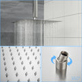 Shower System With Adjustable Slide Bar,16 Inch Ceiling Mounted Square Shower System With Rough In Valve, Brushed Nickel Brushed Nickel Stainless Steel