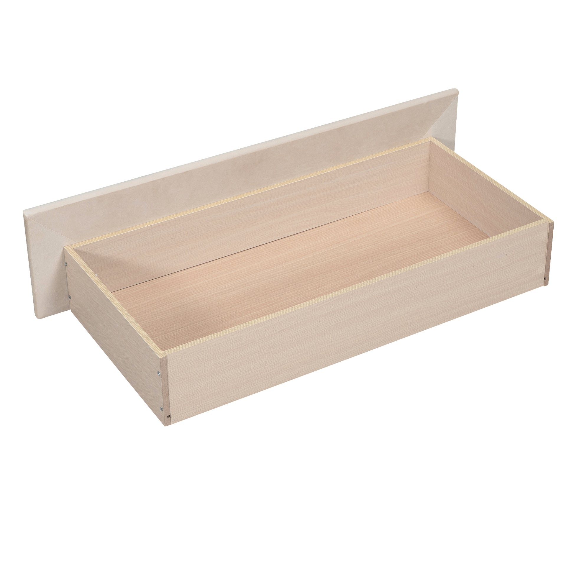 Twin Size Upholstered Daybed With Drawers, Wood Slat Support, Beige Beige Velvet
