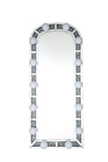 Noralie Accent Floor Mirror In Mirrored & Faux Diamonds 97984 Silver Glass