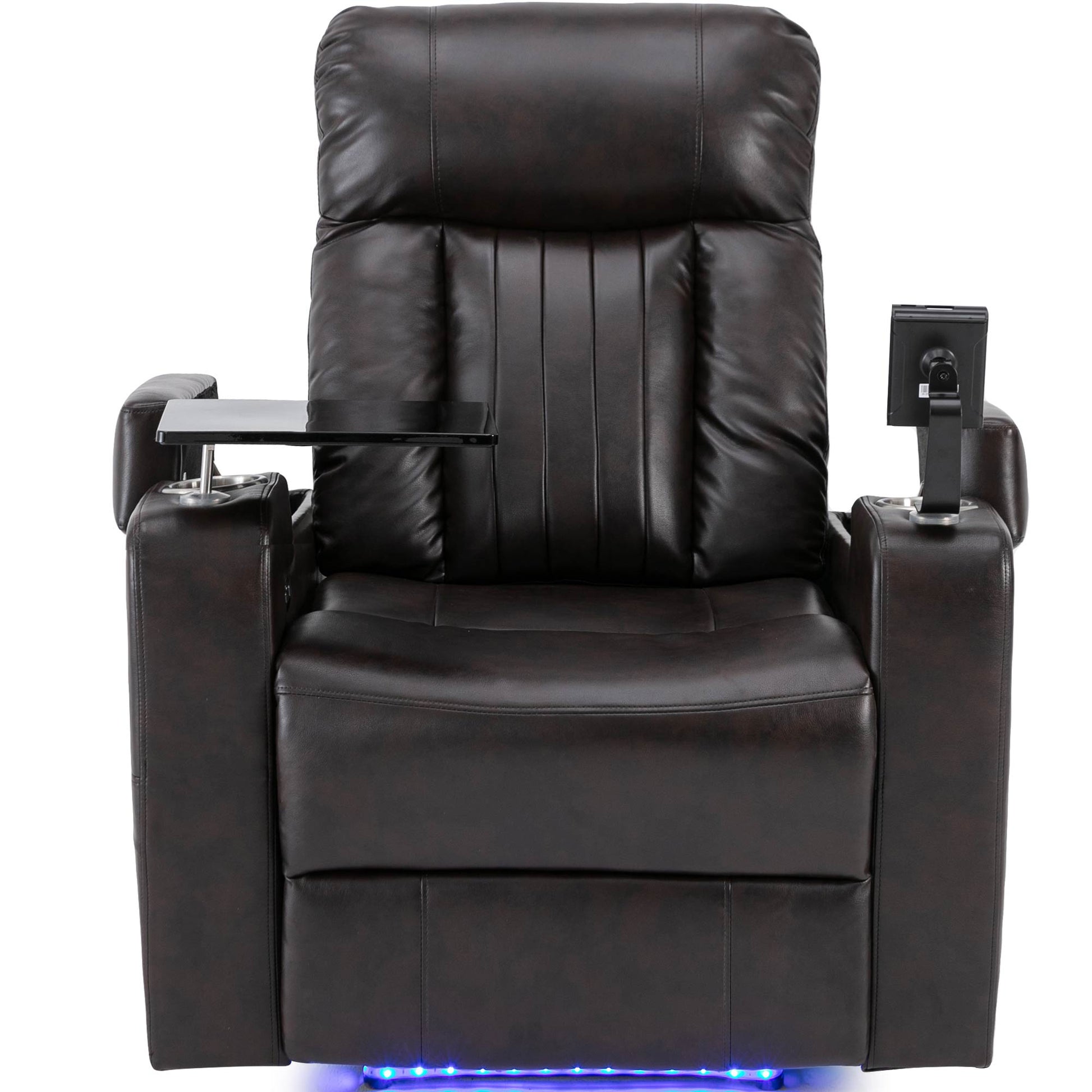 Premium Power Recliner With Storage Arms, Cupholders, Swivel Tray Table And Cell Phone Stand,Brown Old Sku:Sg000450Aaa Brown Foam Pu