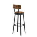 Swivel Bar Stool Set Of 2 With Backrest, Industrial Style, Metal Frame, 29.5'' High For Dining Room. Rustic Brown, 13.4''W X 40.5''H. Wood Rustic Brown Seats 2 Brown Dining Room American Design,Industrial Particle Board Particle Board
