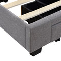 Queen Size Storage Bed Linen Upholstered Platform Bed With 3 Drawers Gray Gray Upholstered