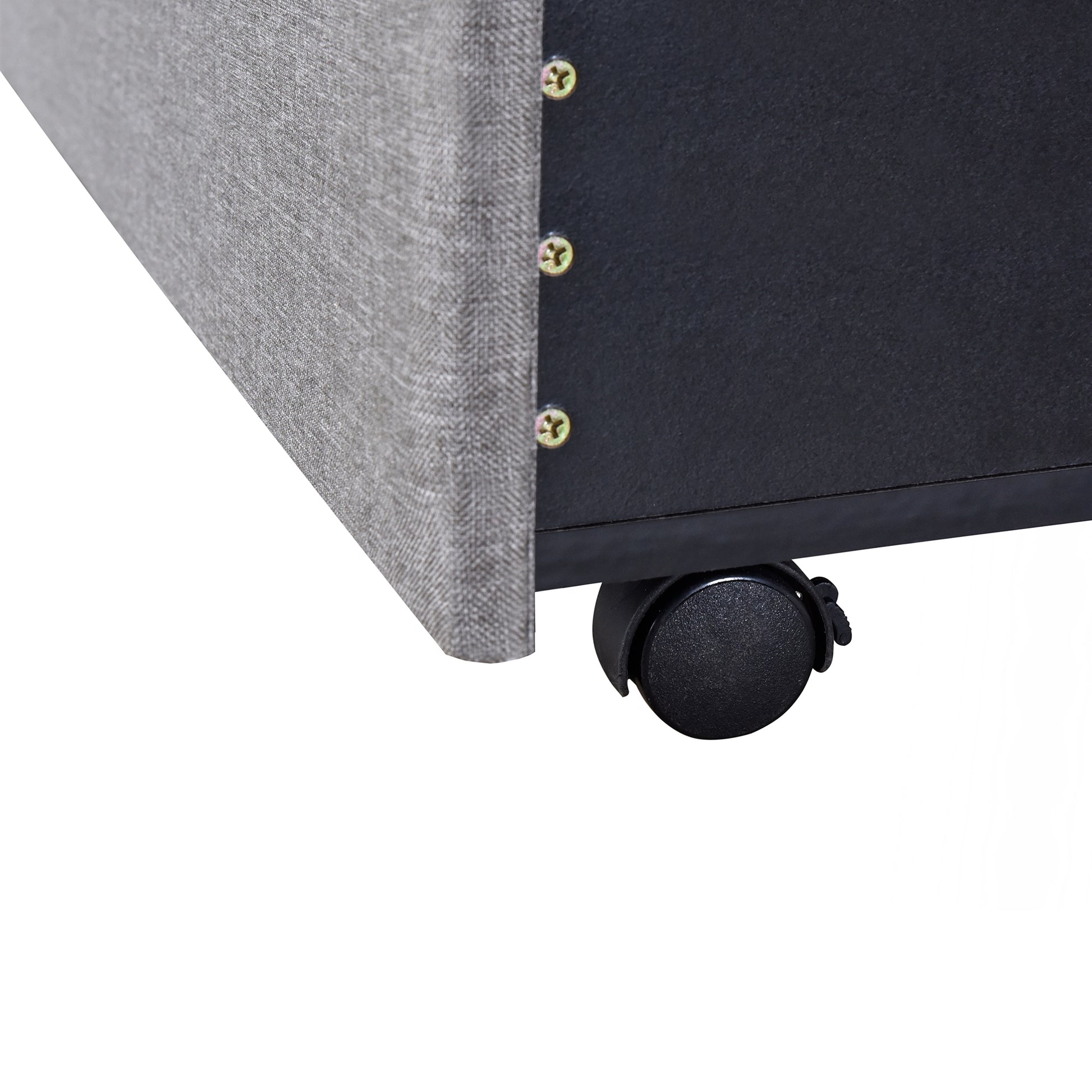 Queen Size Storage Bed Linen Upholstered Platform Bed With 3 Drawers Gray Gray Upholstered