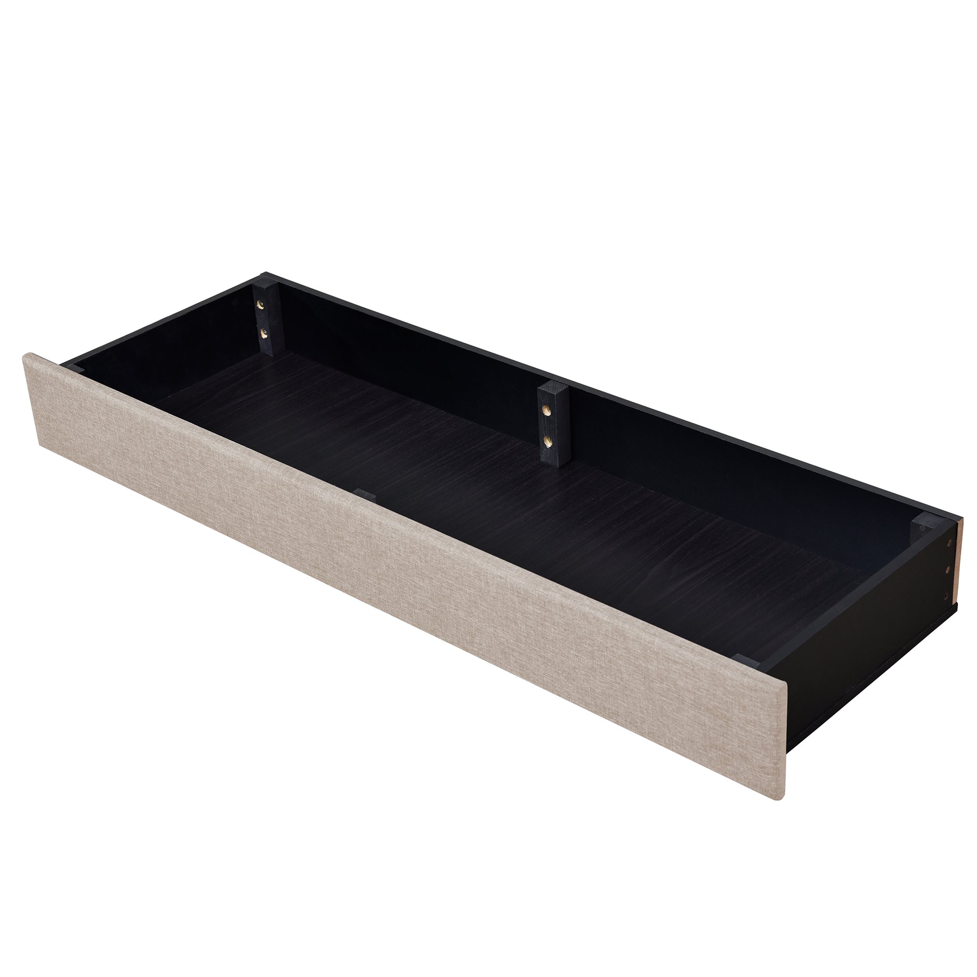 Queen Size Storage Bed Linen Upholstered Platform Bed With 3 Drawers Beige Beige Upholstered