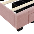 Queen Size Storage Bed Linen Upholstered Platform Bed With 3 Drawers Pink Pink Upholstered