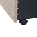 Queen Size Storage Bed Linen Upholstered Platform Bed With 3 Drawers Beige Beige Upholstered