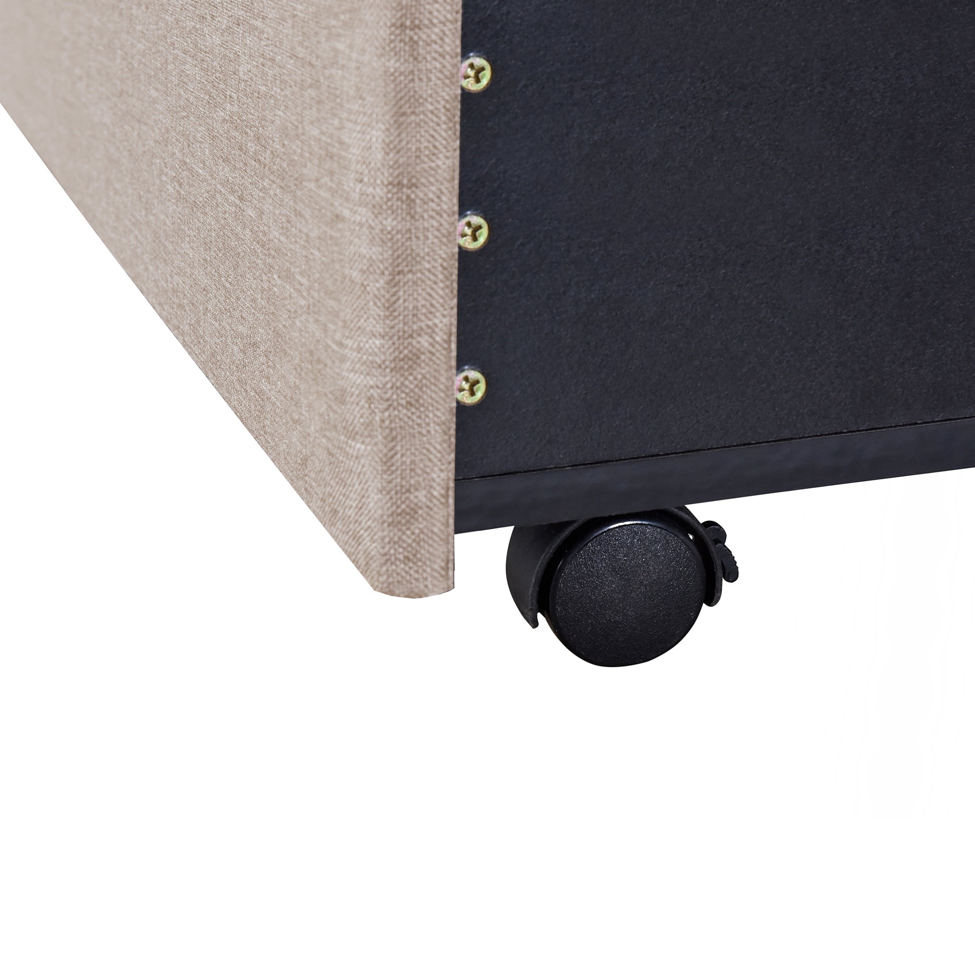 Queen Size Storage Bed Linen Upholstered Platform Bed With 3 Drawers Beige Beige Upholstered