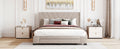 Queen Size Storage Bed Linen Upholstered Platform Bed With 3 Drawers Beige Beige Upholstered