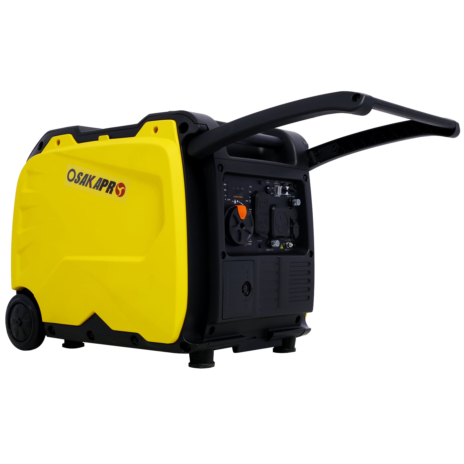 Super Quiet Inverter Generator 4500W Portable Generator Electric Start, Foldable Handle With Wheel,212Cc 4 Stroke Carb Epa Compliant Yellow Plastic