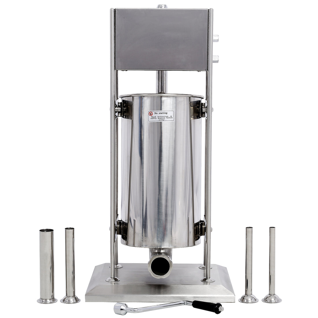 Stainless Steel Commercial Sausage Stuffer,Dual Speed Vertical Sausage Maker 32Lb 15L, Meat Filler With 4 Stuffing Tubes Silver Stainless Steel