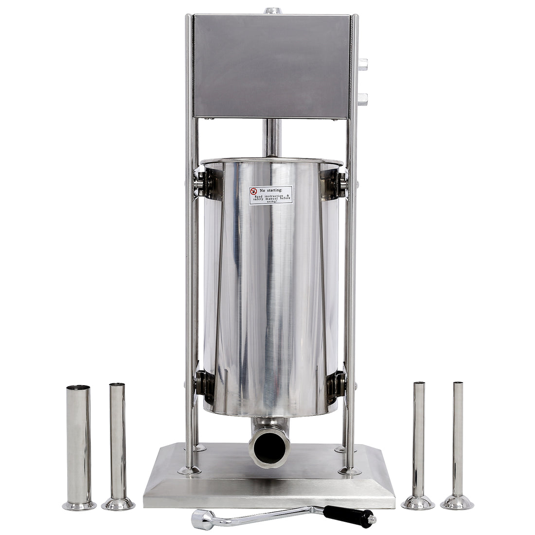 Stainless Steel Commercial Sausage Stuffer,Dual Speed Vertical Sausage Maker 25Lb 12L, Meat Filler With 4 Stuffing Tubes Silver Stainless Steel
